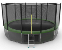 Батут с внешней сеткой и лестницей EVO JUMP External 16ft Green + Lower net
