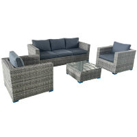Лаунж-зона KARL с 3-местным диваном и 2 креслами, цвет серый
